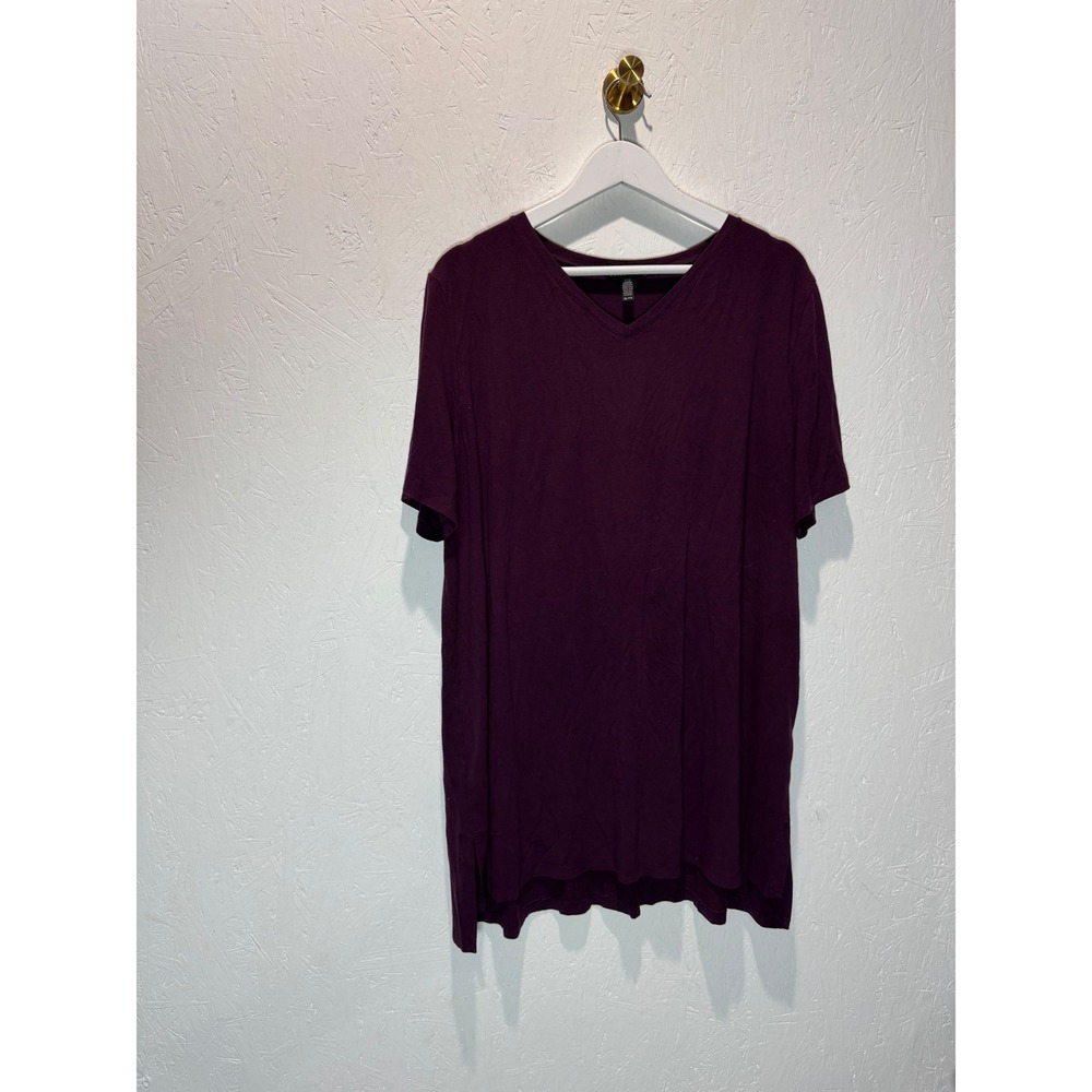 Eileen Fisher Womens XL Purple V-Neck Viscose Jersey Short Sleeve T-Shirt Dress
